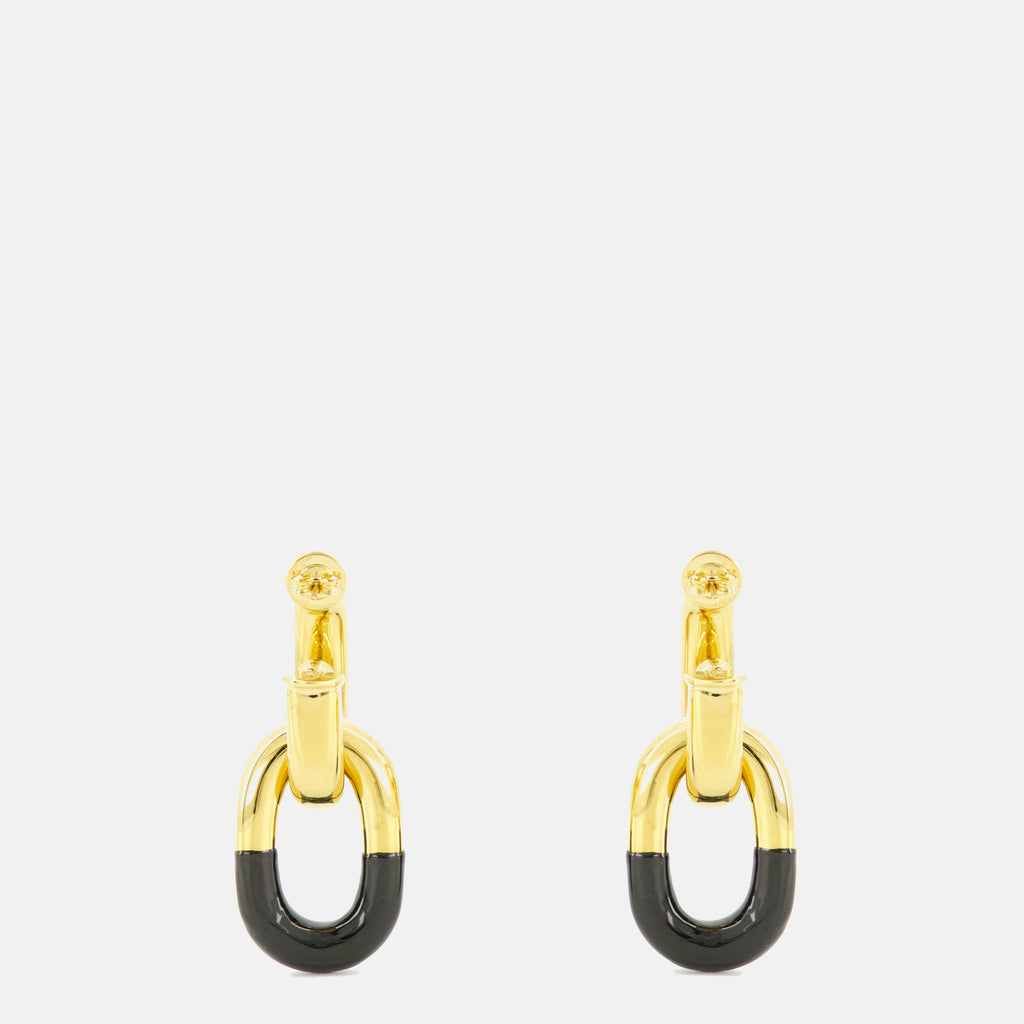Image of the Rabanne XL Link black and gold earrings for women - Spring-Summer 2026 - Back View