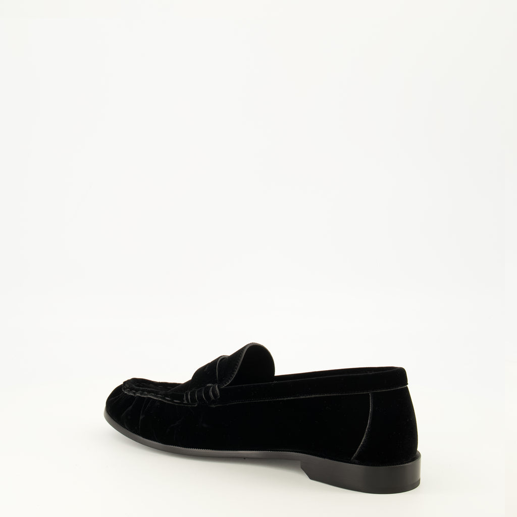 Mocassins Schwarzer Samt Supple Loafer Saint Laurent Noir Homme
