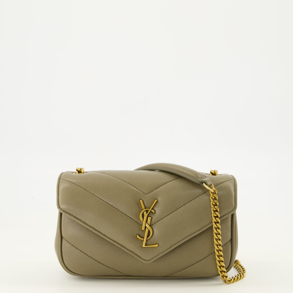 Sacs bandoulière Loulou Mini Bag em Couro Caqui Saint Laurent Kaki Femme