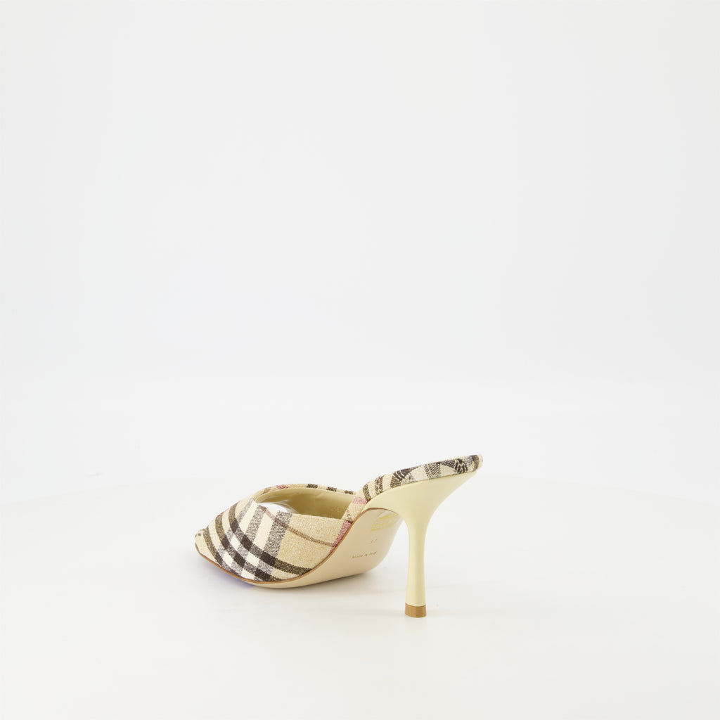 Scarpe aperte Mule a scacchi Burberry Beige Femme