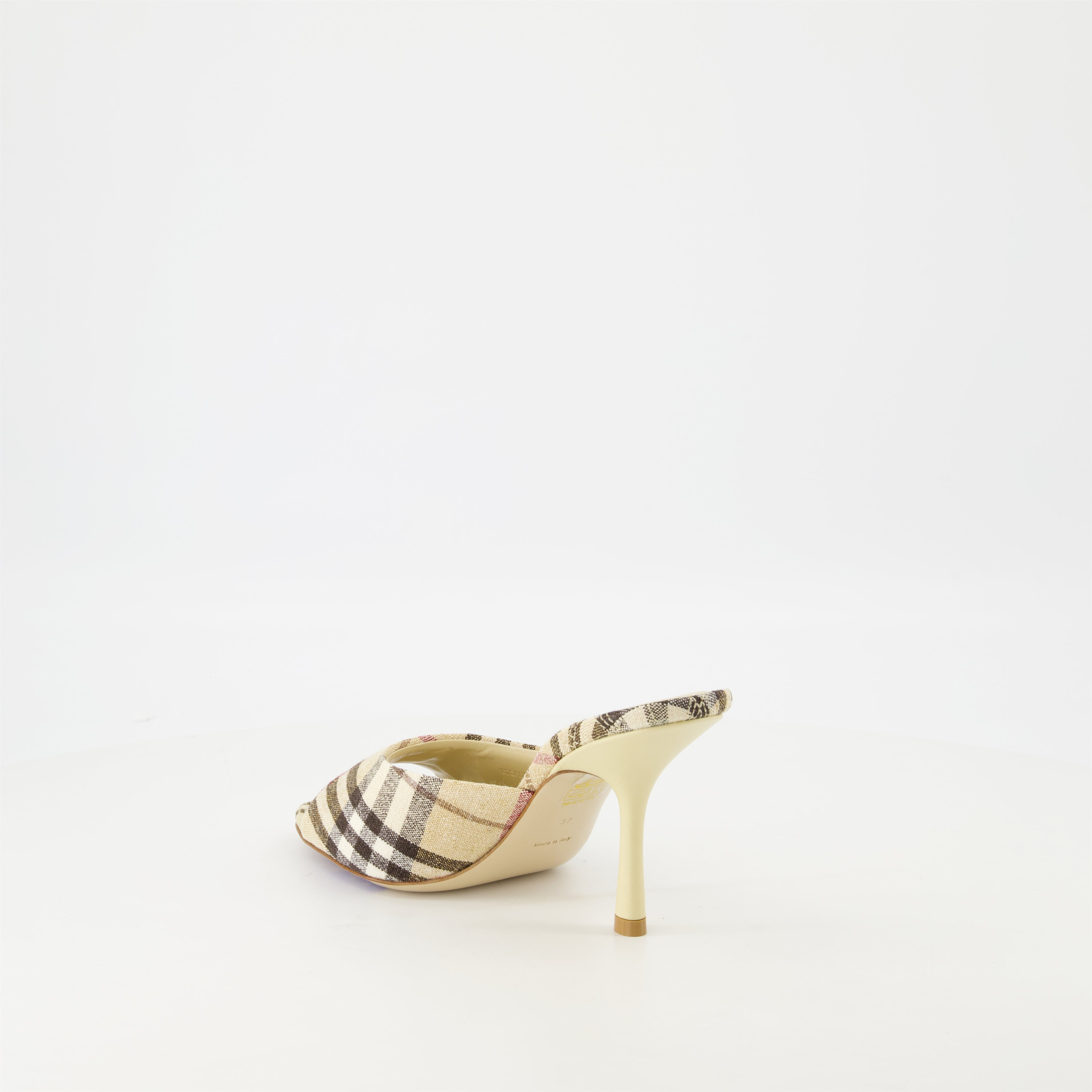 Scarpe aperte Mule a scacchi Burberry Beige Femme