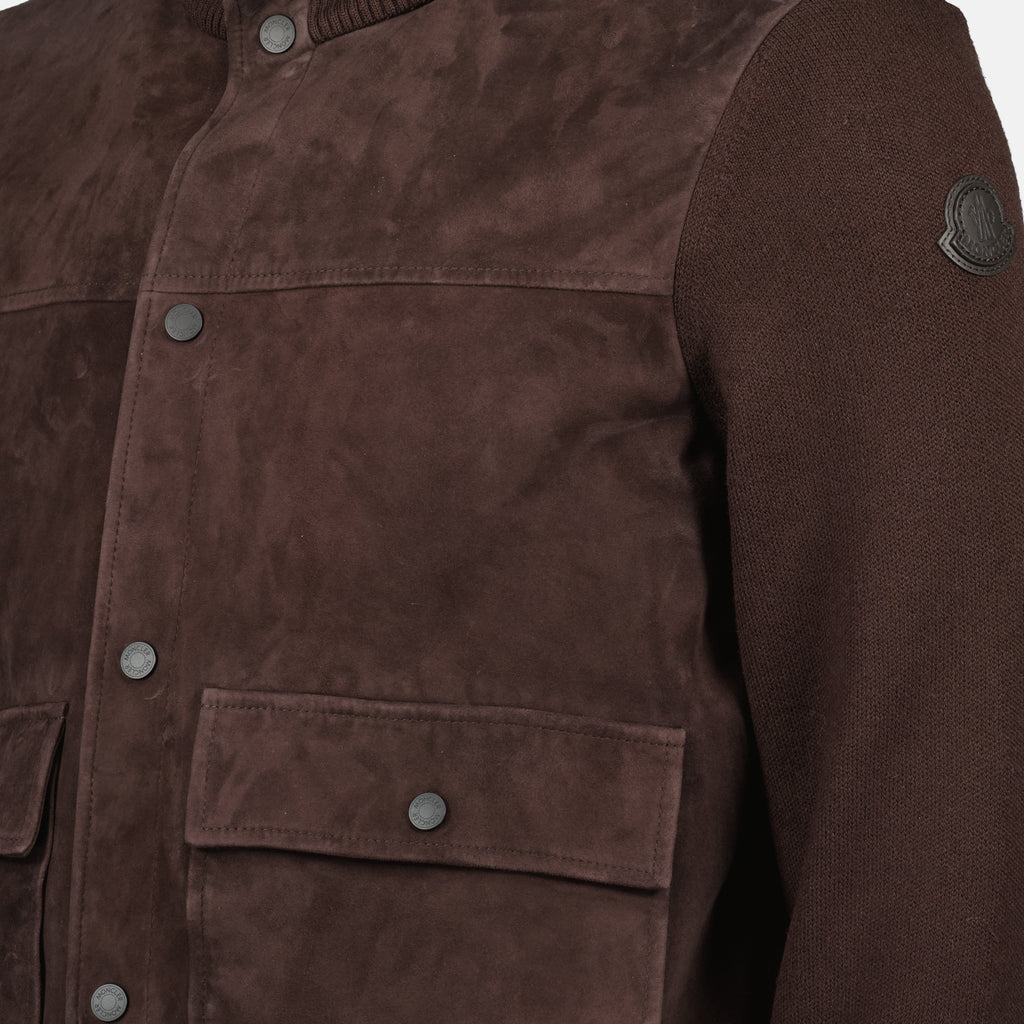 Imagem do cardigã de lã e camurça da marca Moncler para Homem - Temporada Outono-Inverno 2025 - Vista Detalhada_3