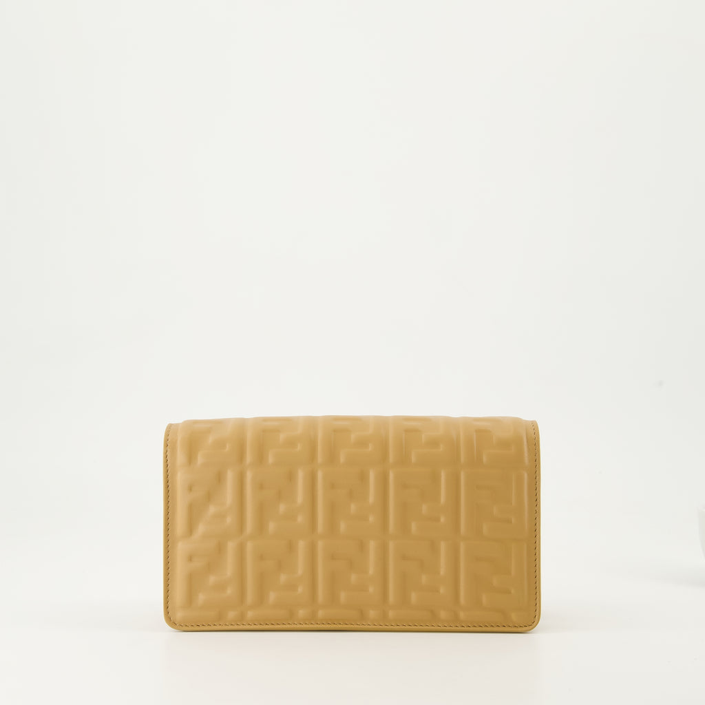 Crossbody bags Portefeuille en cuir à chaîne Fendi Brown Femme