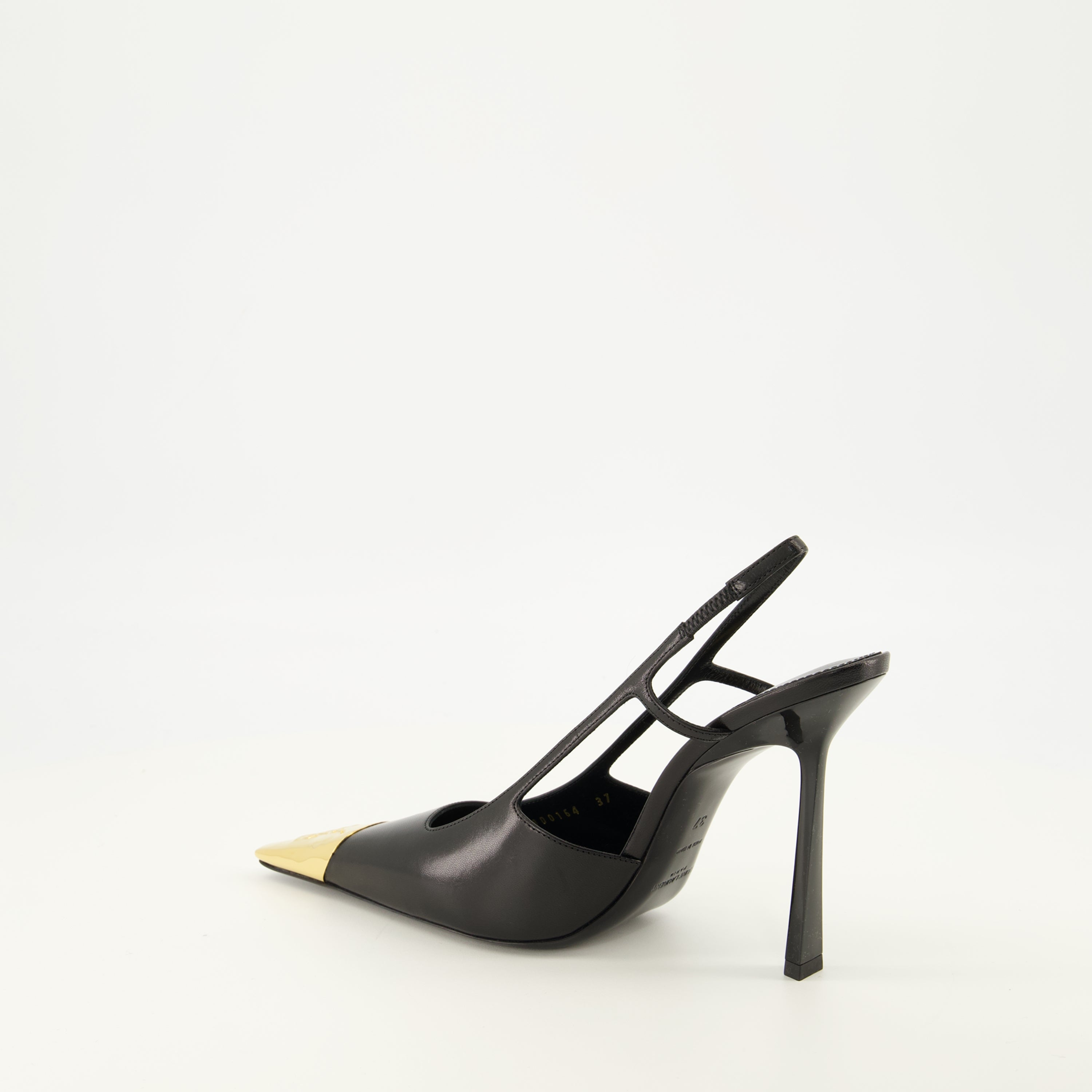 Escarpins Jeanne Slingbacks en Cuero Negro Saint Laurent Noir Femme