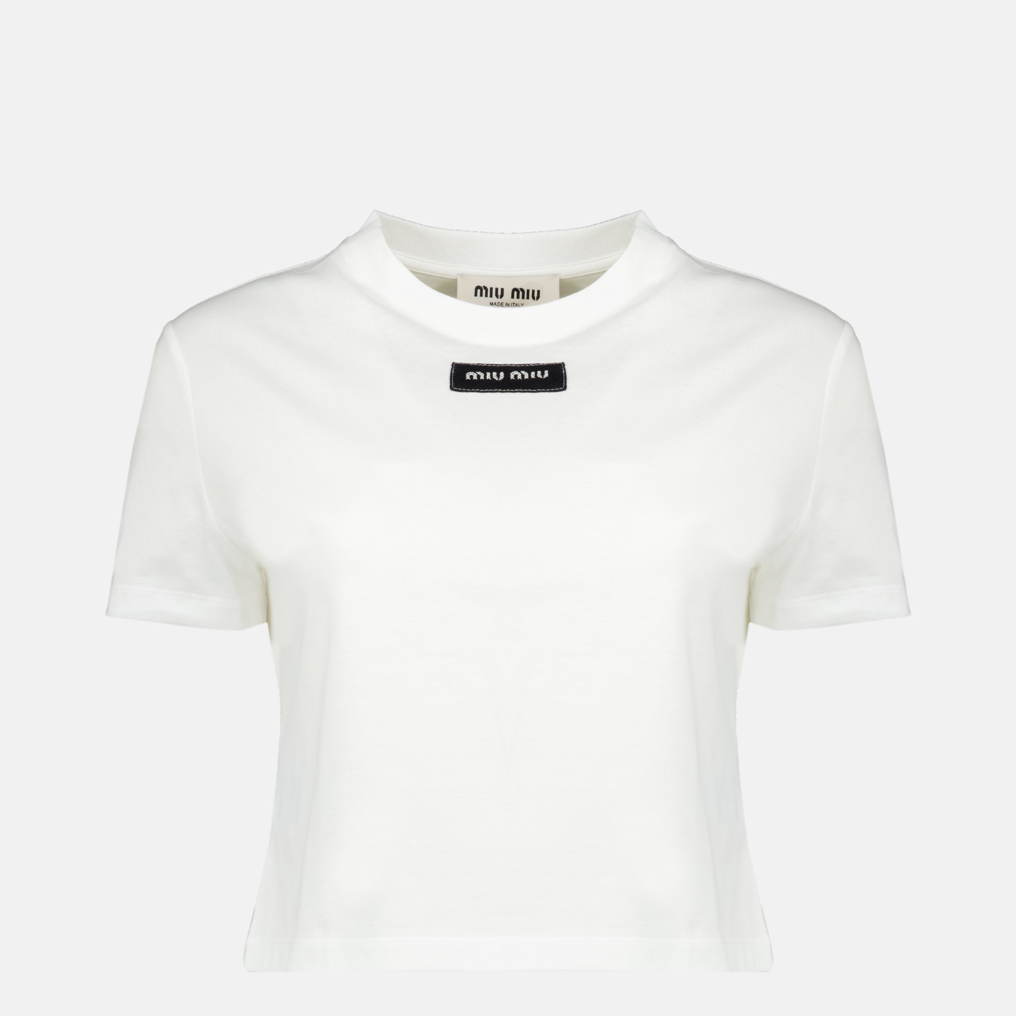 T-shirts T-Shirt Branco em Algodão Miu Miu Blanc Femme