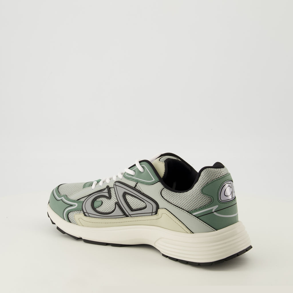 Image of the B30 green sneakers by Dior for Men - Spring-Summer 2026 - Three-quarter back right view
