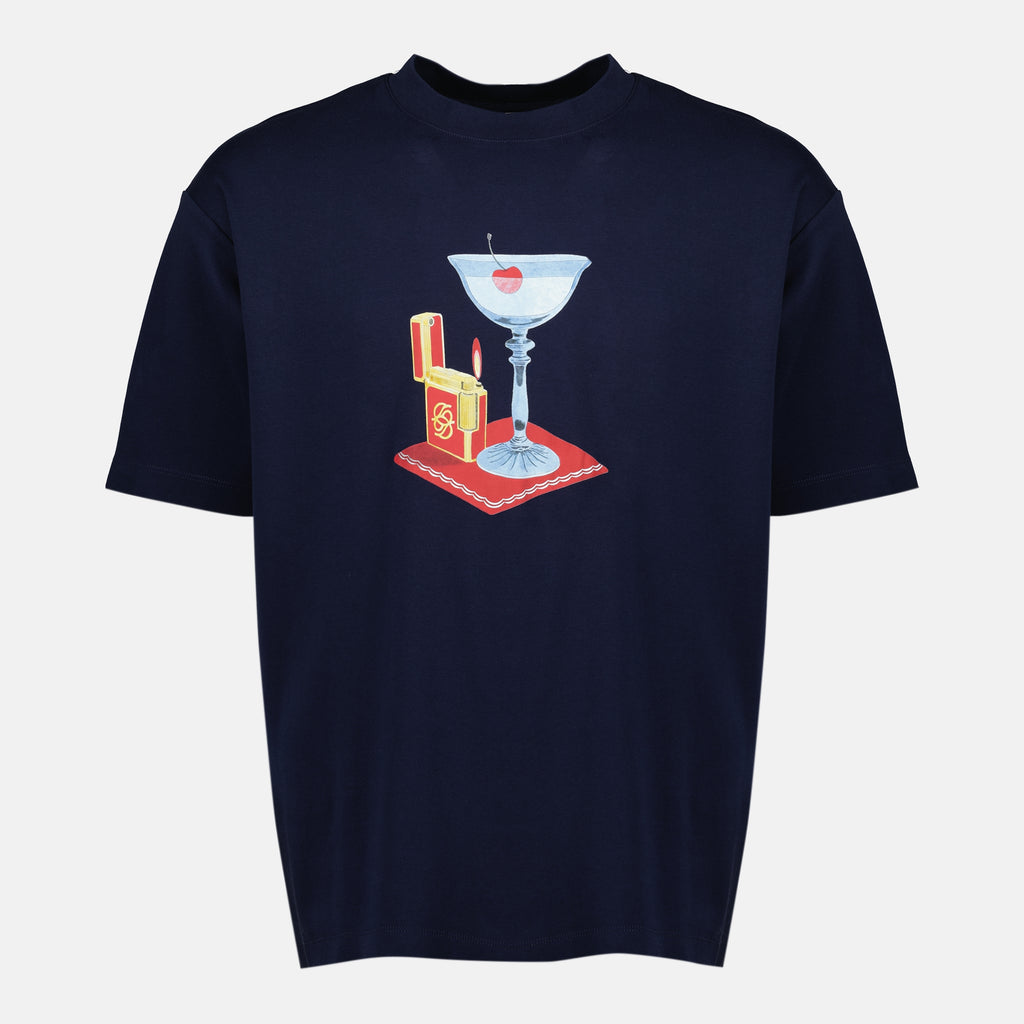 Bild des Drole De Monsieur Navy Blue Cocktail T-Shirts für Herren - Frühling-Sommer 2026 - Frontansicht