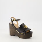 플랫폼 슈즈 VLogo 웨지 샌들 Valentino Garavani 검은색 Femme