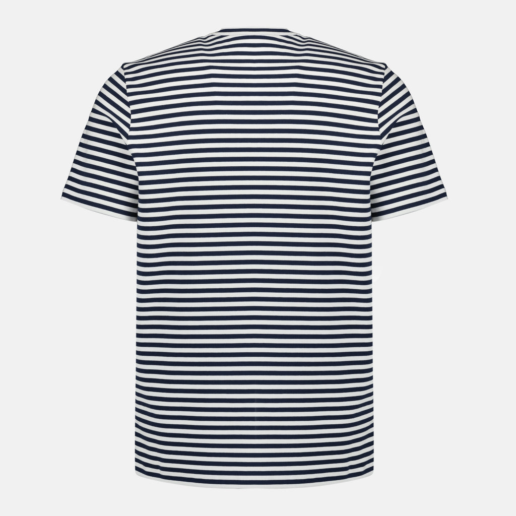 Image of the Moncler brand navy striped T-shirt for men - Spring-Summer 2026 - Back View