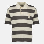 Image de l'article Polo en maille de coton blanc et marron de la marque Ami PARIS pour Homme - Saison Printemps-Été 2026 - Vue de Face