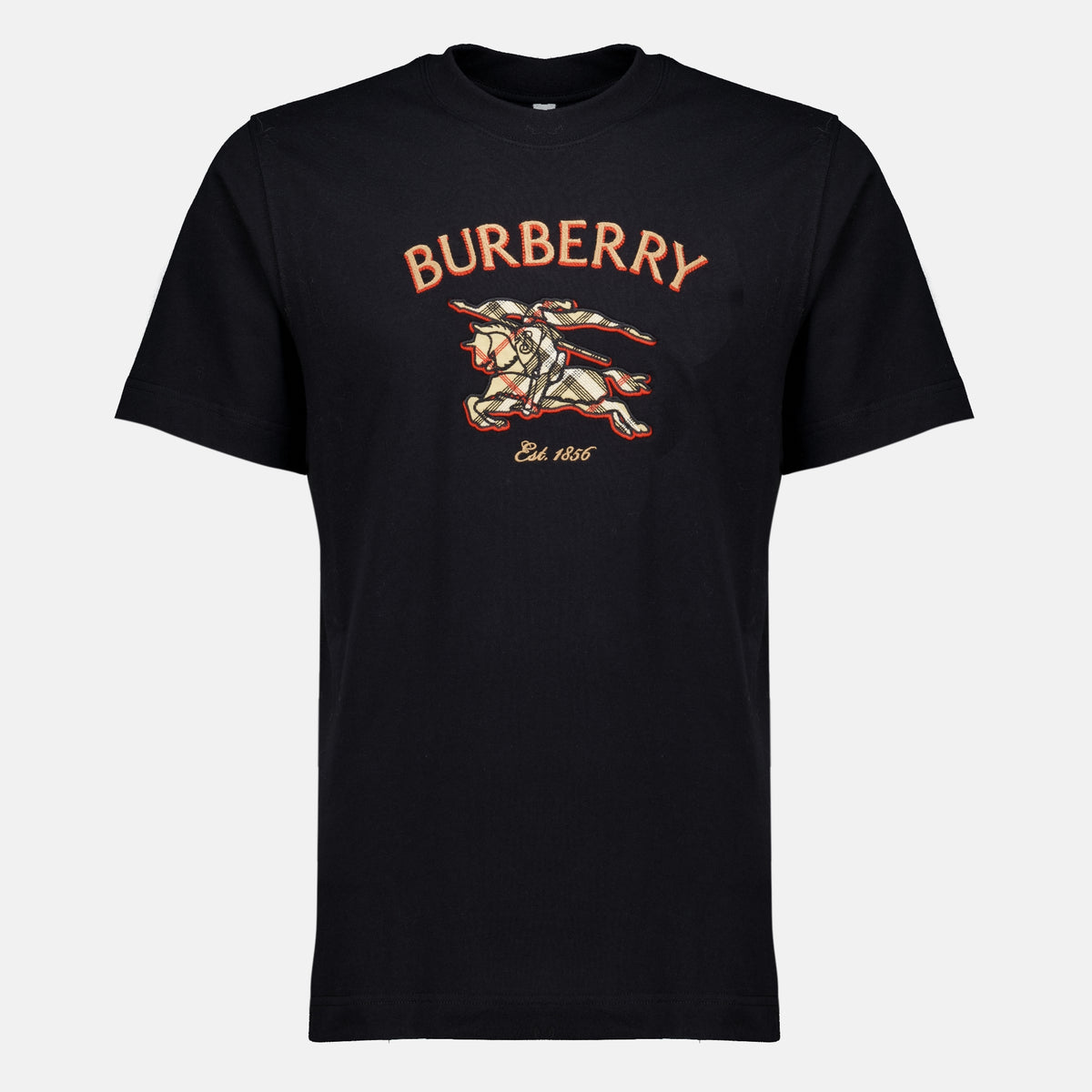 T-shirts Camiseta negra Knight Check Burberry Noir Homme