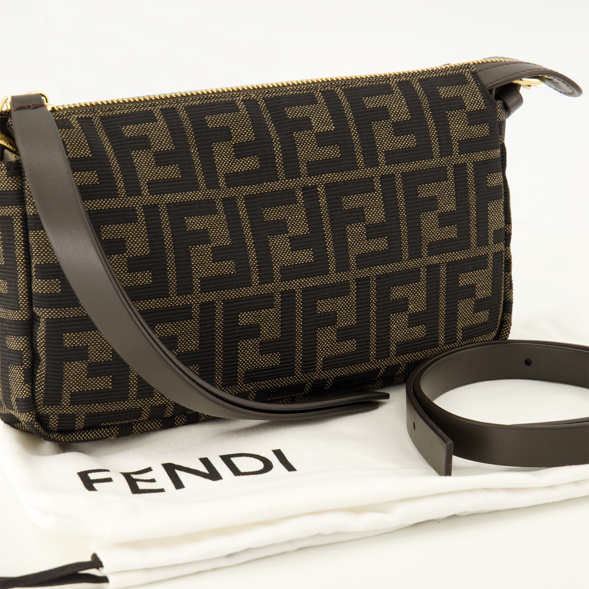 Pochettes Kleine Zip Top Tasche Fendi Marron Femme