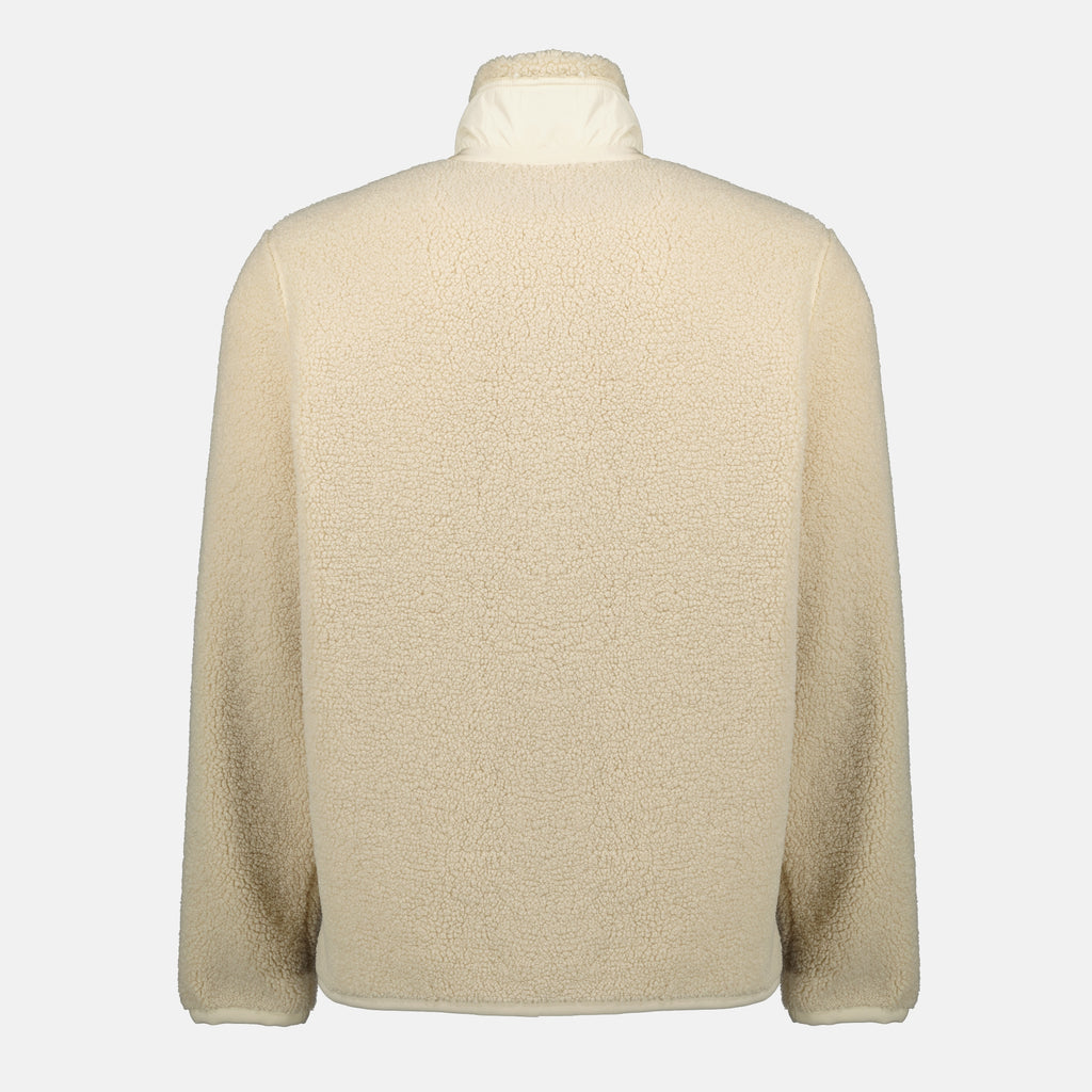 Image of Moncler's beige teddy zip-up jacket for Men - Fall-Winter 2025 - Back View