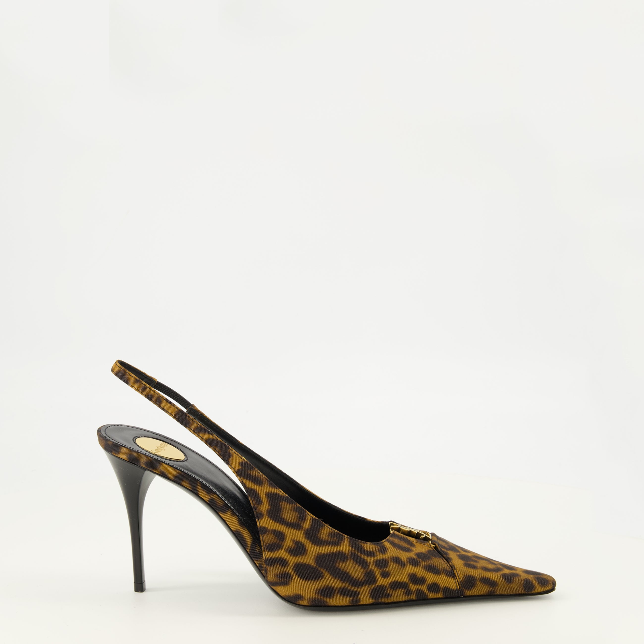 Escarpins Babylone Breteuil Leopard Slingbacks Saint Laurent Marron Femme