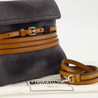 Image of the Moschino Tie Me denim bag for women - Autumn-Winter 2025 season - Detailed View_2