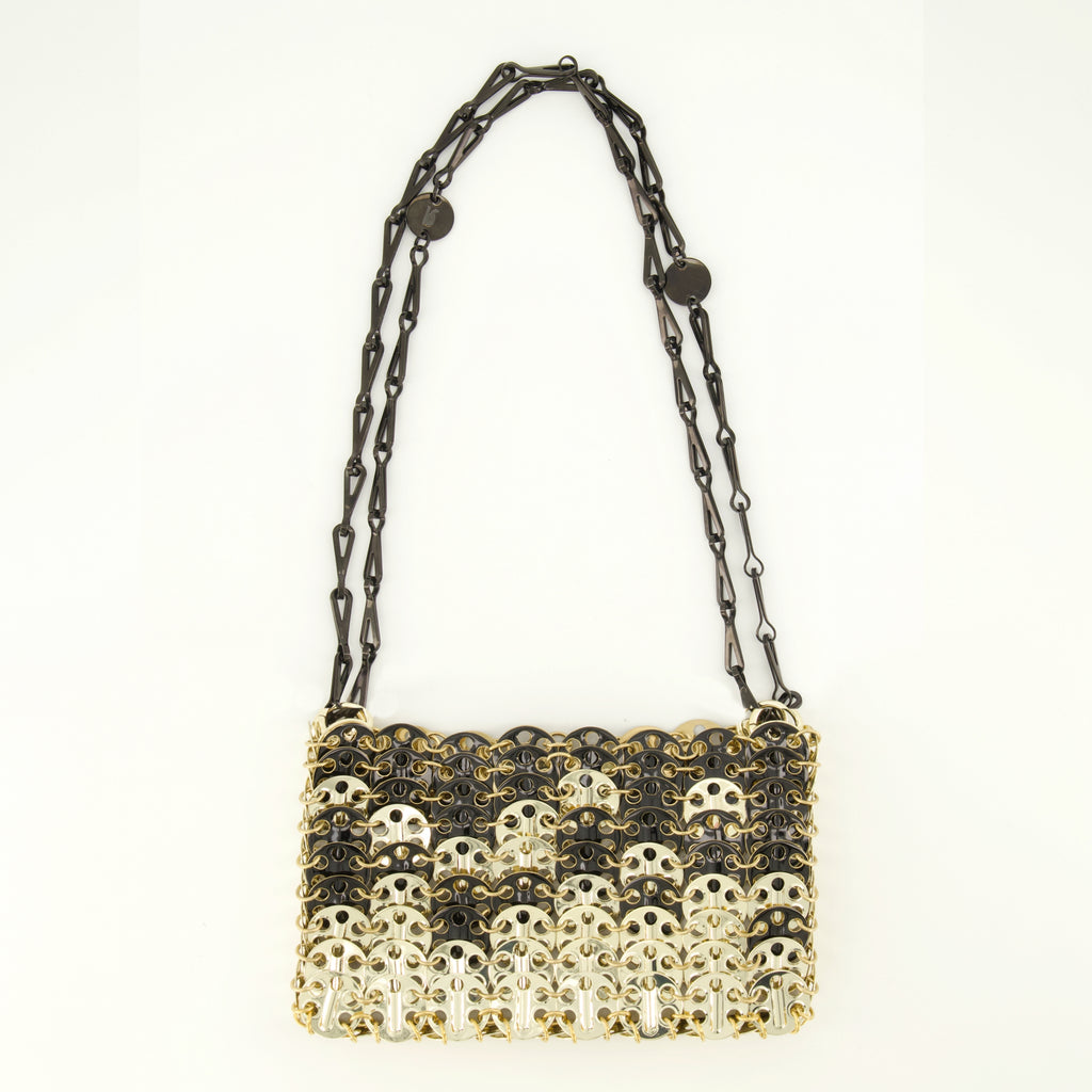 Immagine della borsa Iconic 1969 nano dorata e nera di Rabanne per Donna - Collezione Primavera-Estate 2026 - Vista Frontale