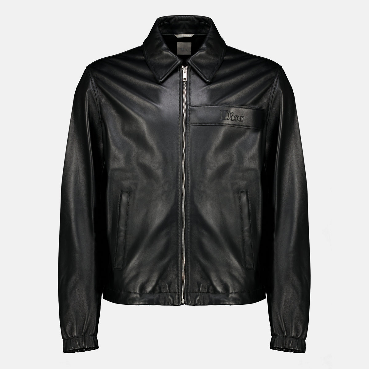 Manteaux Schwarze Lederjacke Dior Noir Homme
