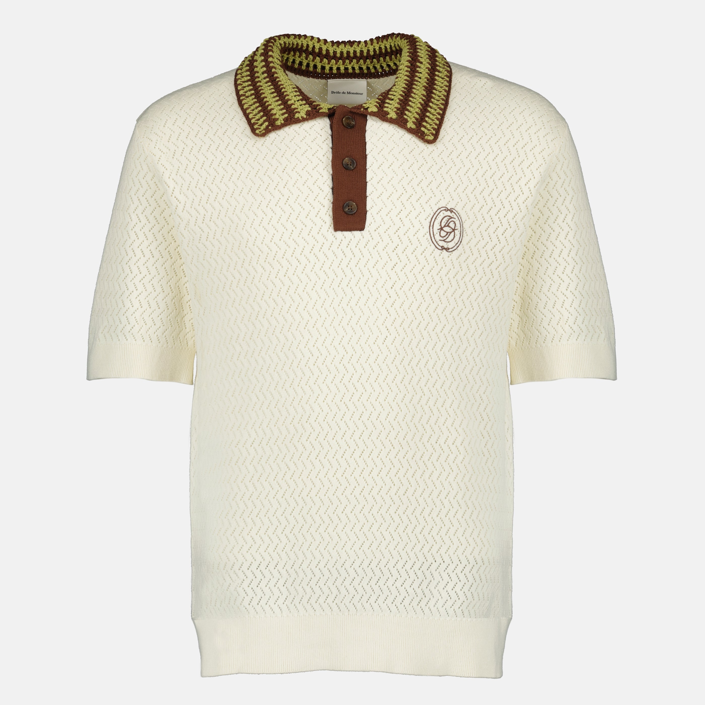 Polos Polo D-Miroir beige en maille Drole De Monsieur Blanc Homme