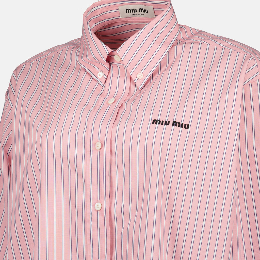 Chemises Camisa de Popeline Listrada Rosa Oversized Miu Miu Rose Femme