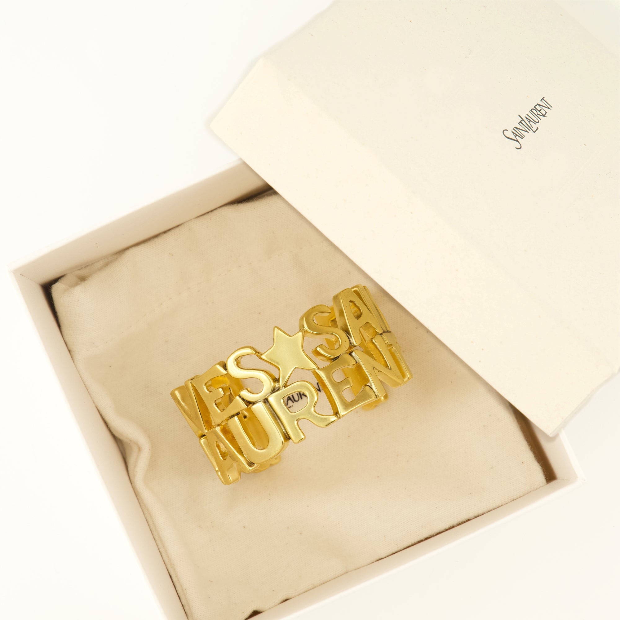 Bijoux Manchette de métal doré Saint Laurent Doré Unisexe