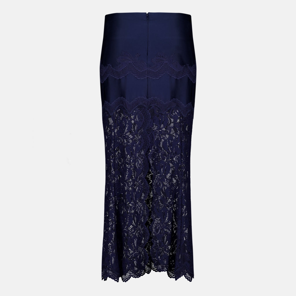 Jupes Falda Midi de Encaje Azul Marino Rabanne Bleu foncé Femme