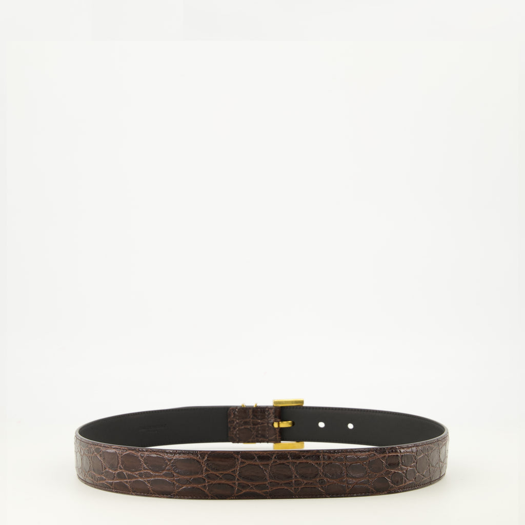 Ceintures Cintura in Pelle di Coccodrillo Cassandre Saint Laurent Marron Femme