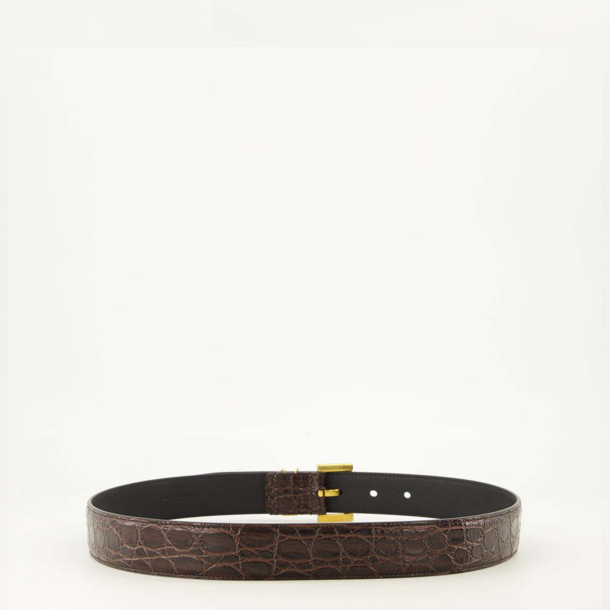 Ceintures Cassandre Crocodile Leather Belt Saint Laurent Marron Femme
