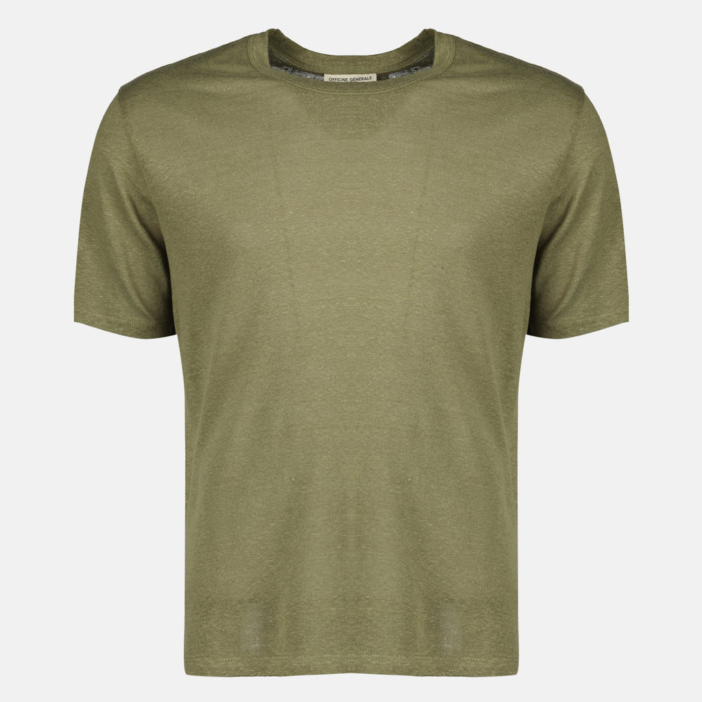 T-shirts Kaki Linen Garment T-shirt Officine Générale Vert Homme