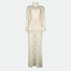 Dresses Robe longue en dentelle Rabanne White Femme