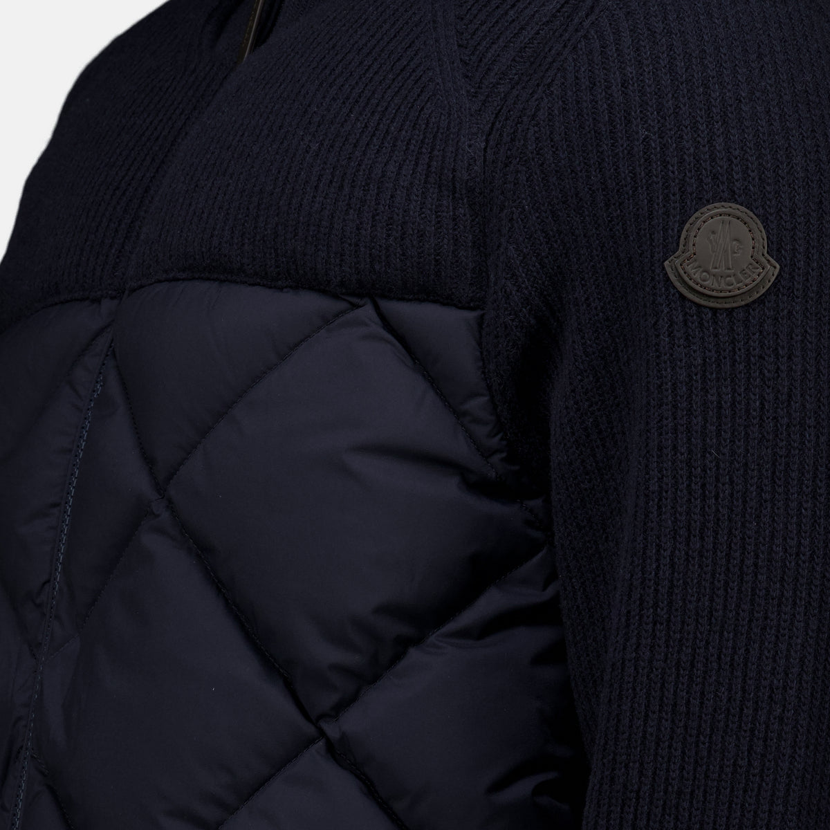 Vestes キルティング二素材カーディガン Moncler Bleu foncé Homme