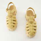 Zapatos abiertos Sandalias de rafia Monolith Prada Beige Femme