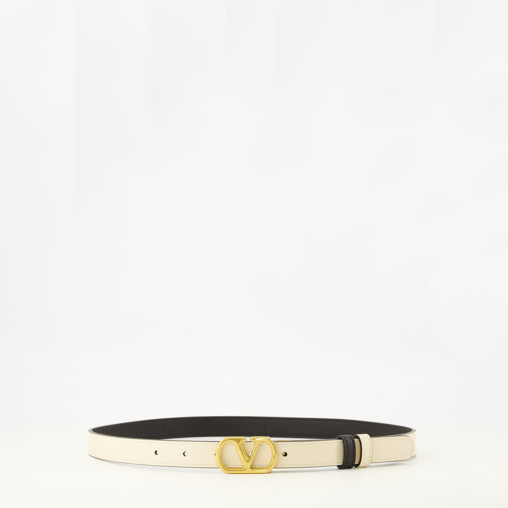 Image de l'article Ceinture VLogo réversible blanc et noir 20 mm de la marque Valentino Garavani pour Femme - Saison Printemps-Été 2026 - Vue de Face