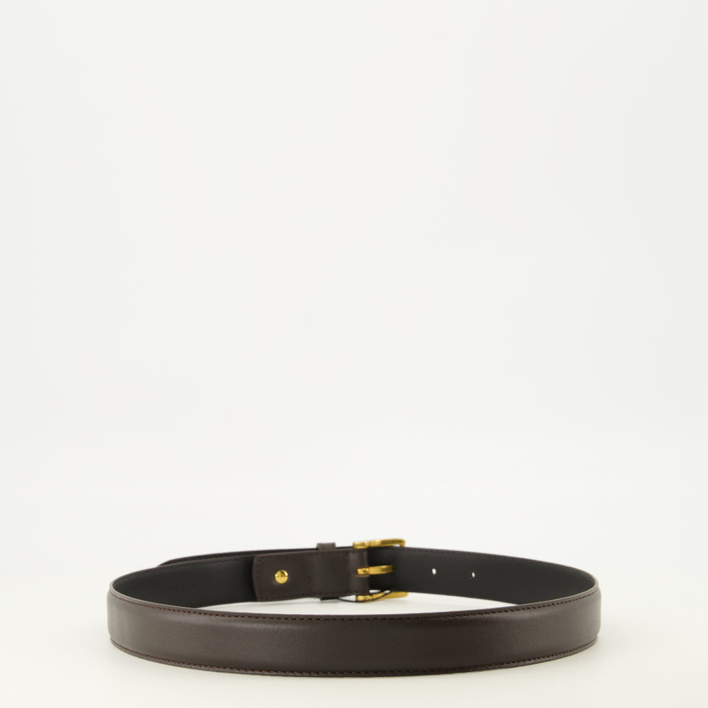 Ceintures Brown Leather AMI Heart Belt Ami PARIS Marron Unisexe