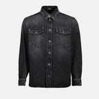 Chemises Chemise en jean Versace Noir Homme