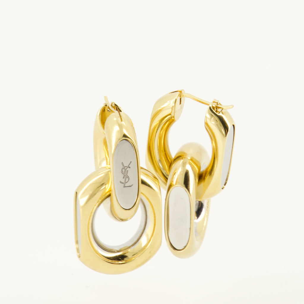 Immagine degli orecchini a doppio anello in metallo del marchio Saint Laurent per Donna - Stagione Primavera-Estate 2026 - Vista Dettagliata_2