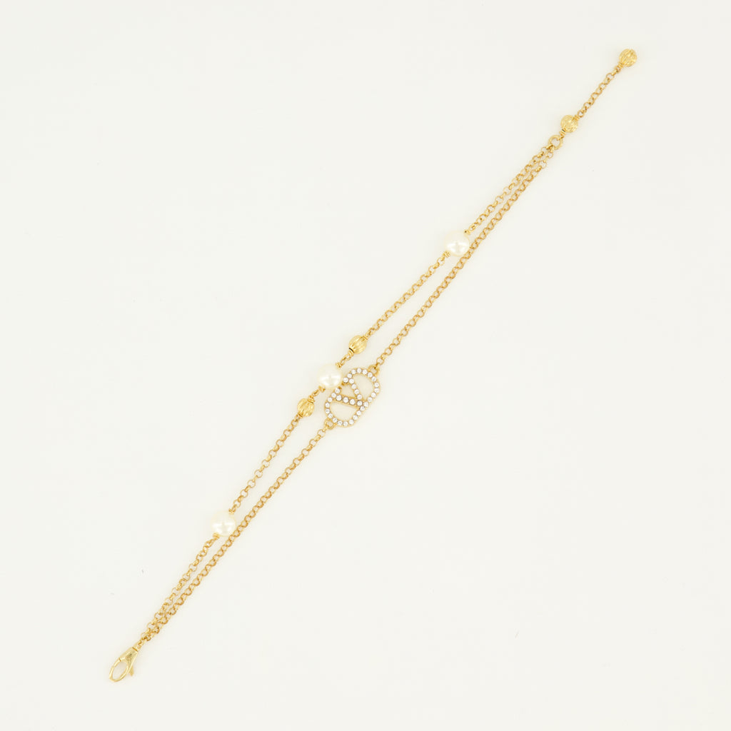 Bijoux Bracciale VLogo con Perle e Cristalli Swarovski® in Oro Valentino Garavani Doré Femme