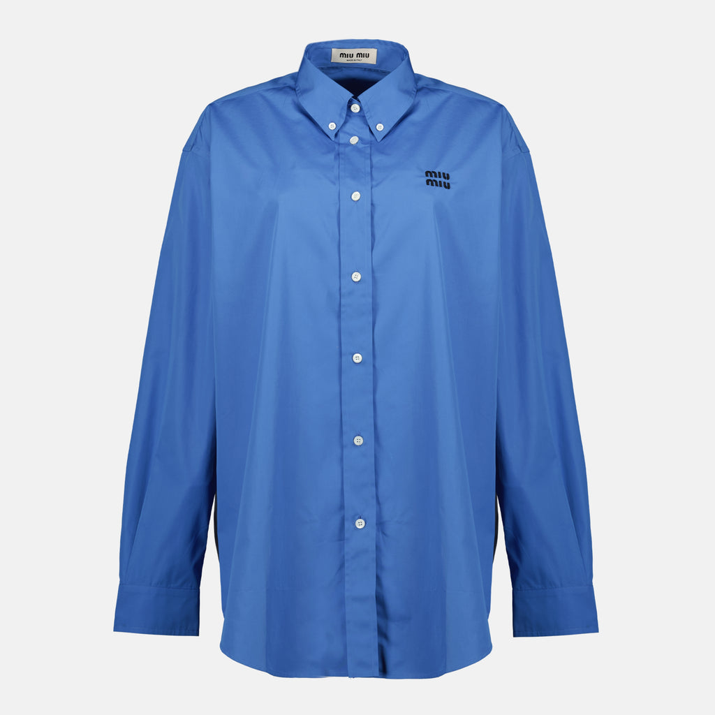 Chemises Oversized Blaues Popelinhemd Miu Miu Bleu foncé Femme