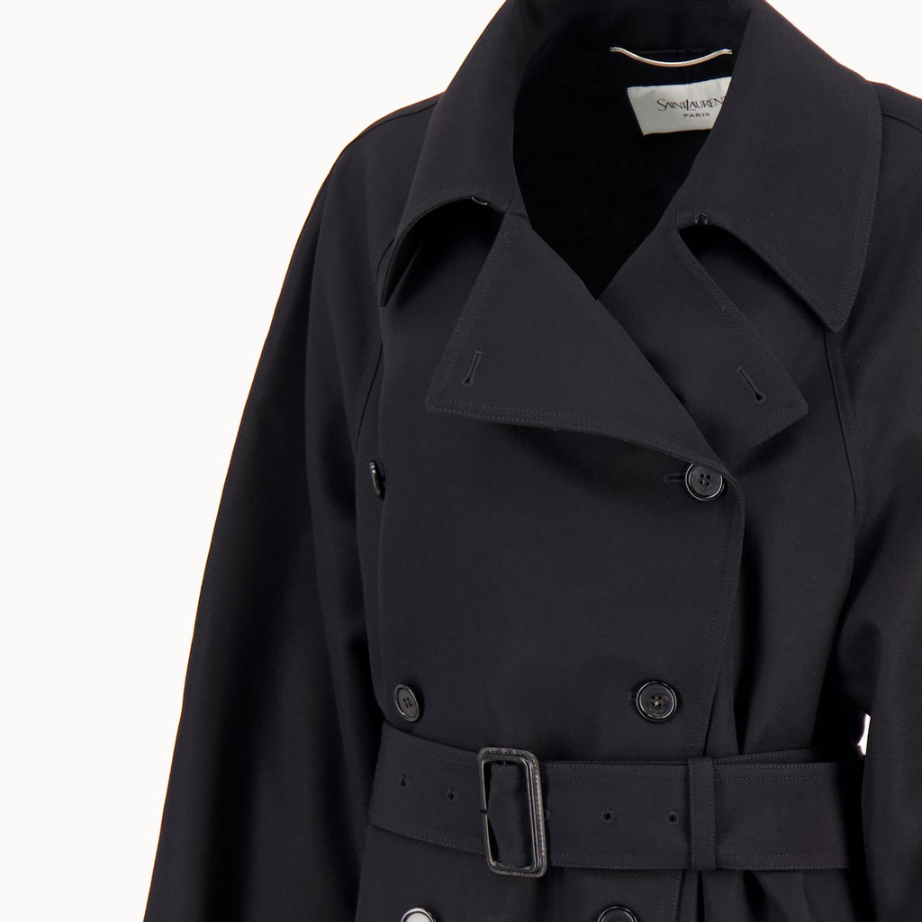 Image de l'article Manteau trench en laine de la marque Saint Laurent pour Femme - Saison Automne-Hiver 2025 - Vue détaillée_1