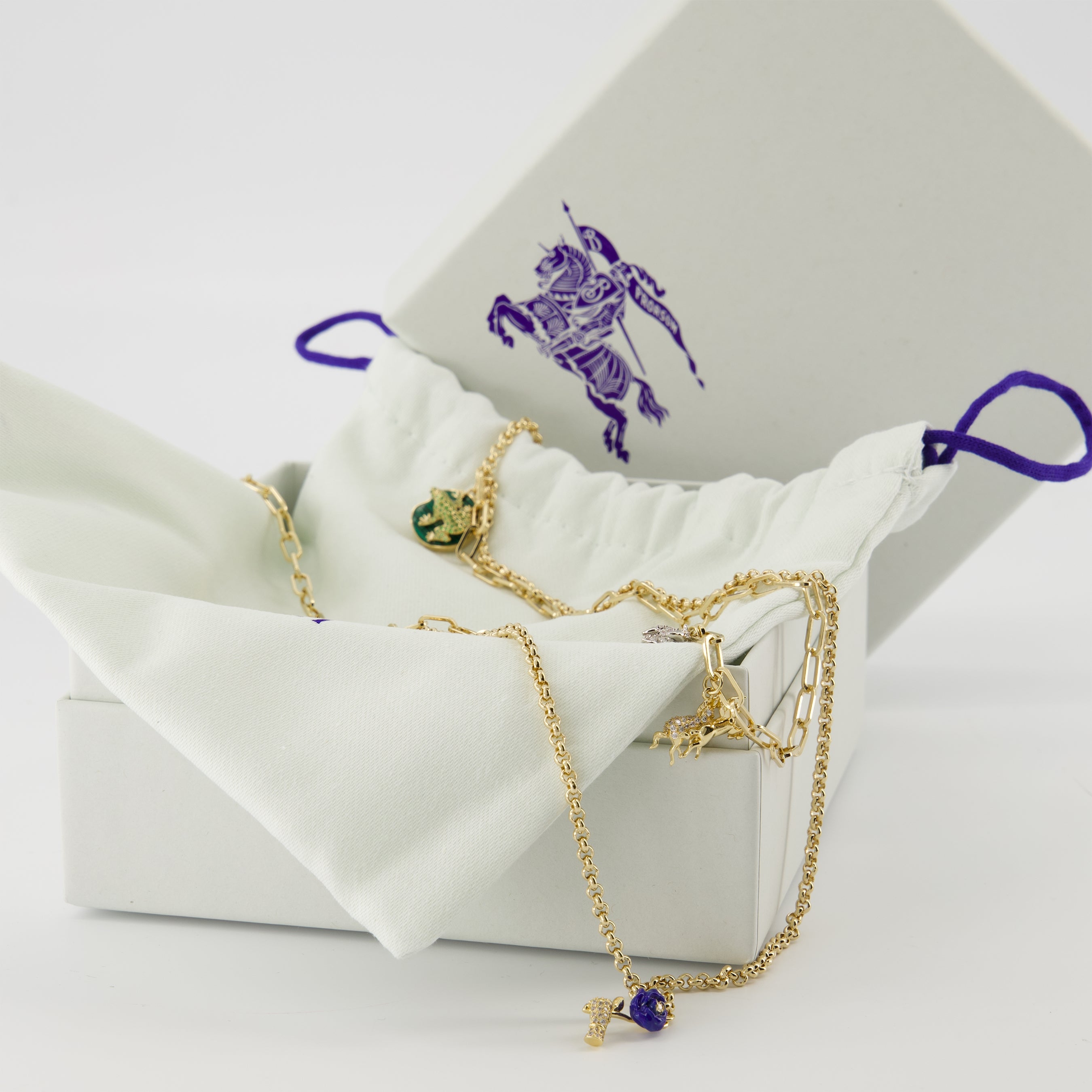 Bijoux Collana con Charm a Doppia Riga Burberry Doré Femme