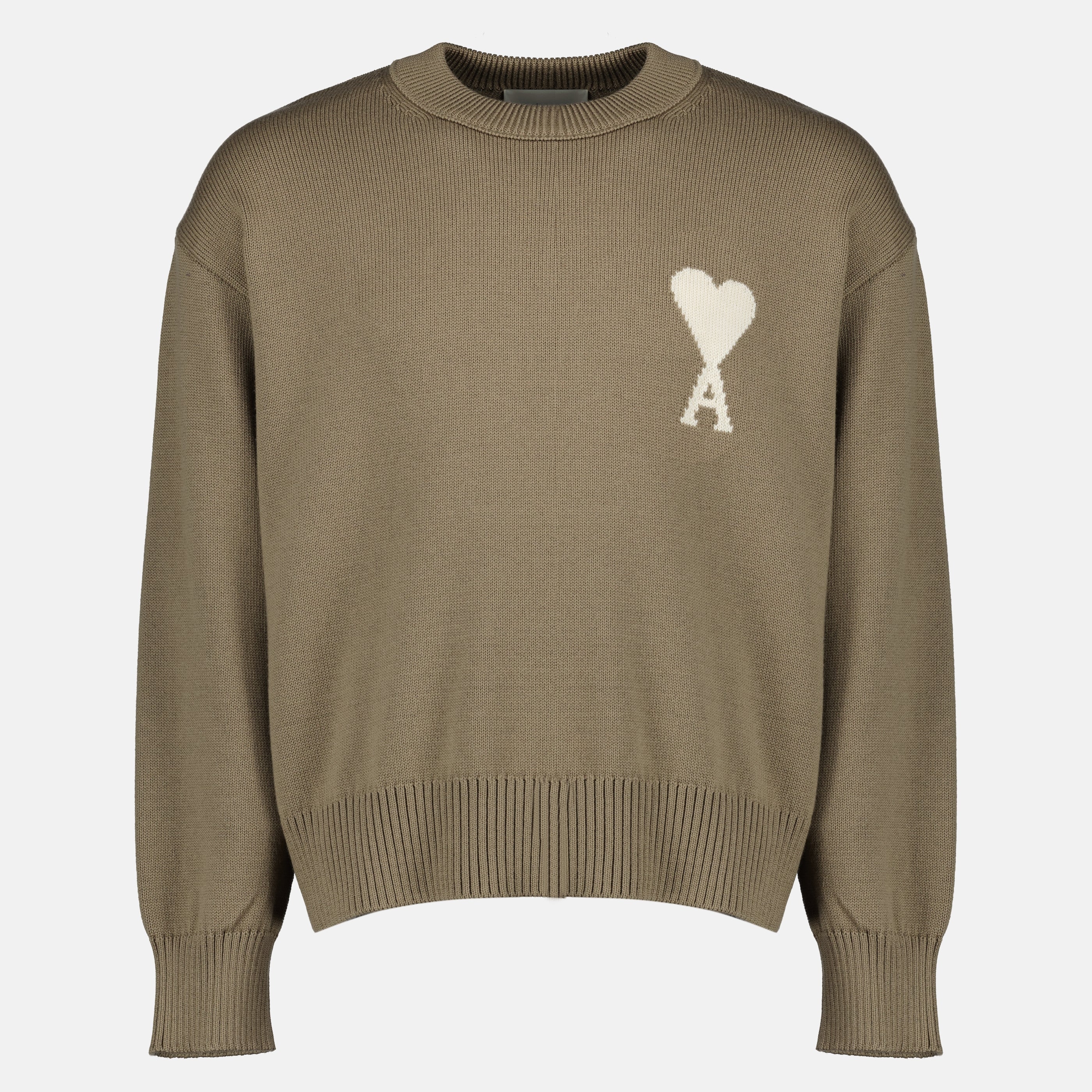 Maille Pull AMI de coeur beige en laine ete coton Ami PARIS Beige Unisexe