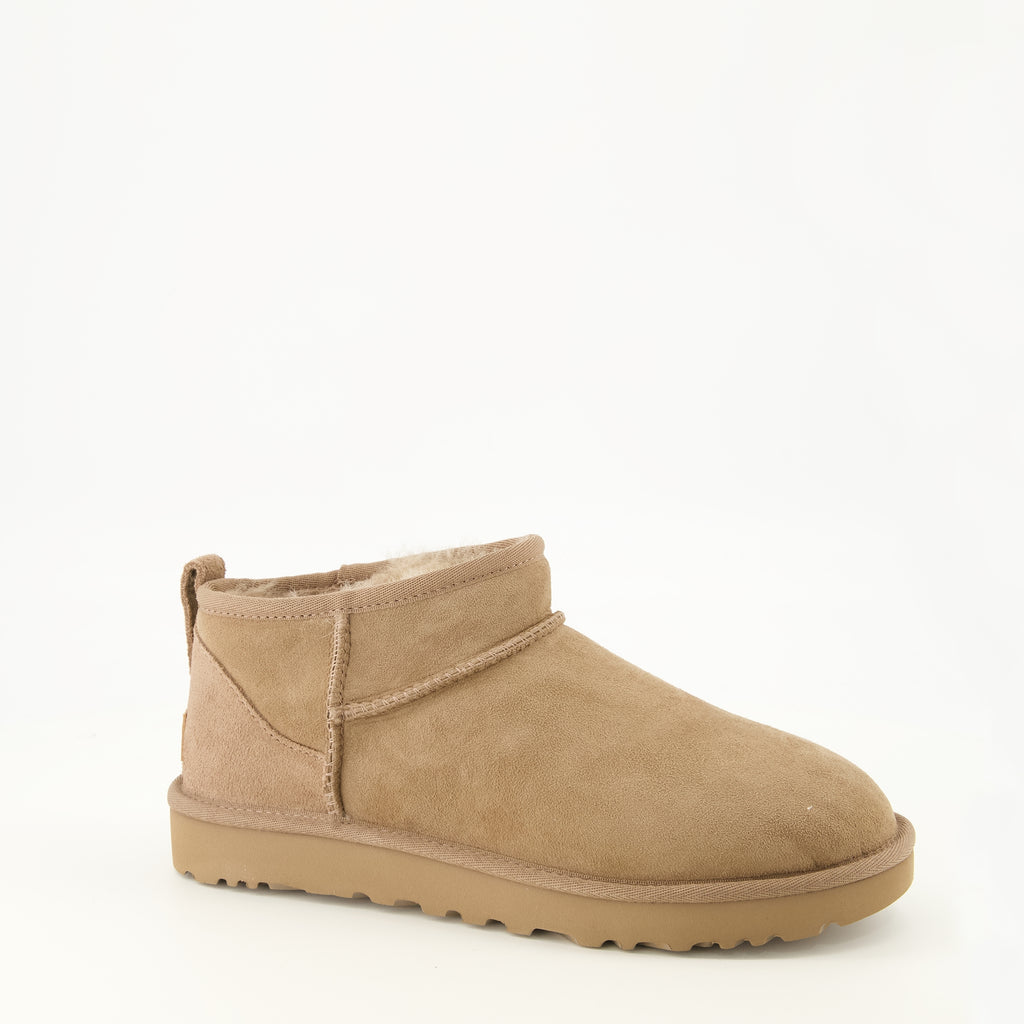 Bottines Klassische Ultra Mini Beigetöne Stiefel Ugg Beige Femme