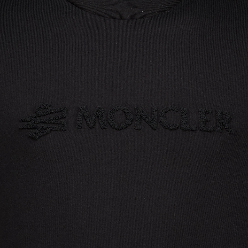 T-shirts Camiseta de algodón con logo negro Moncler Noir Homme