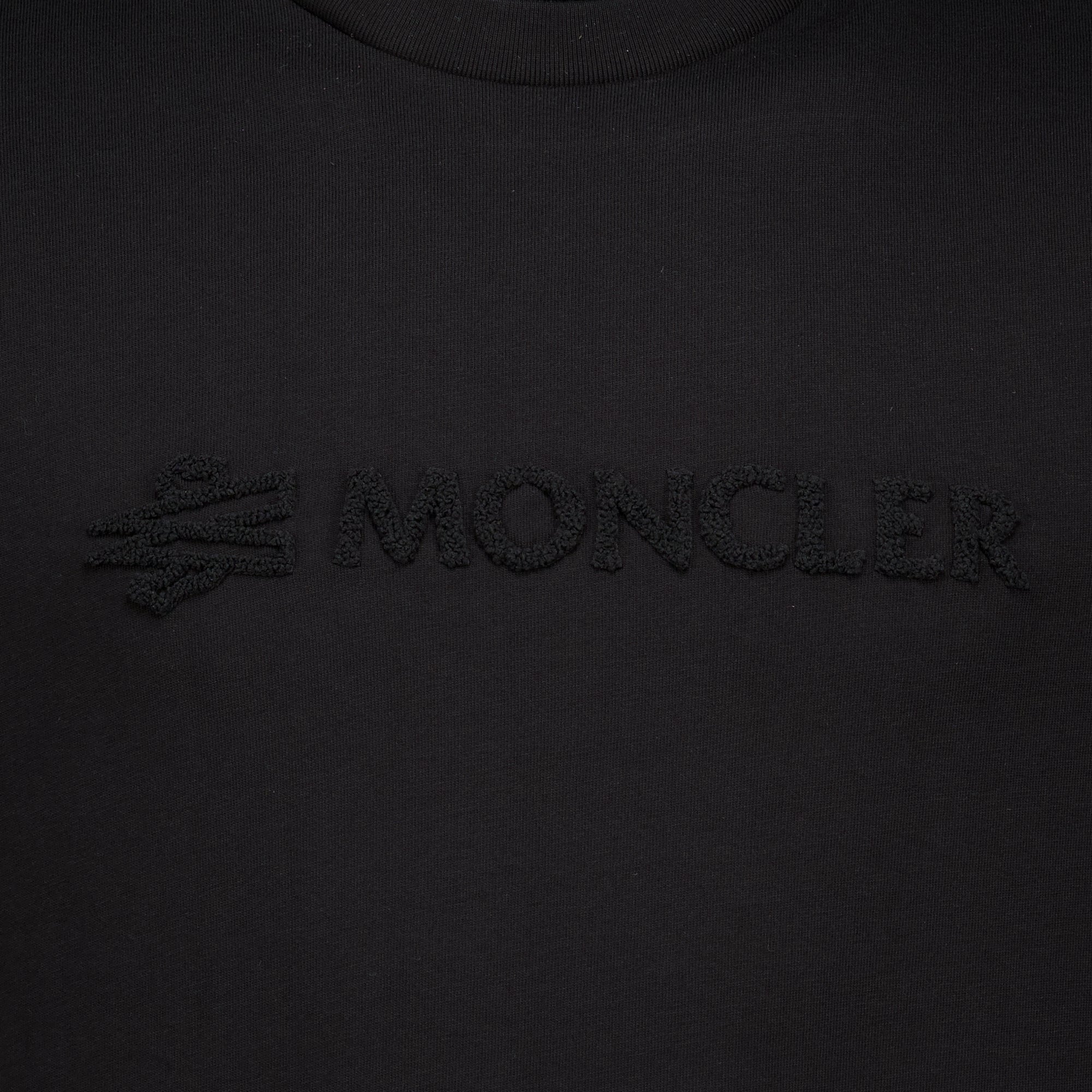 T-shirts Camiseta de algodón con logo negro Moncler Noir Homme