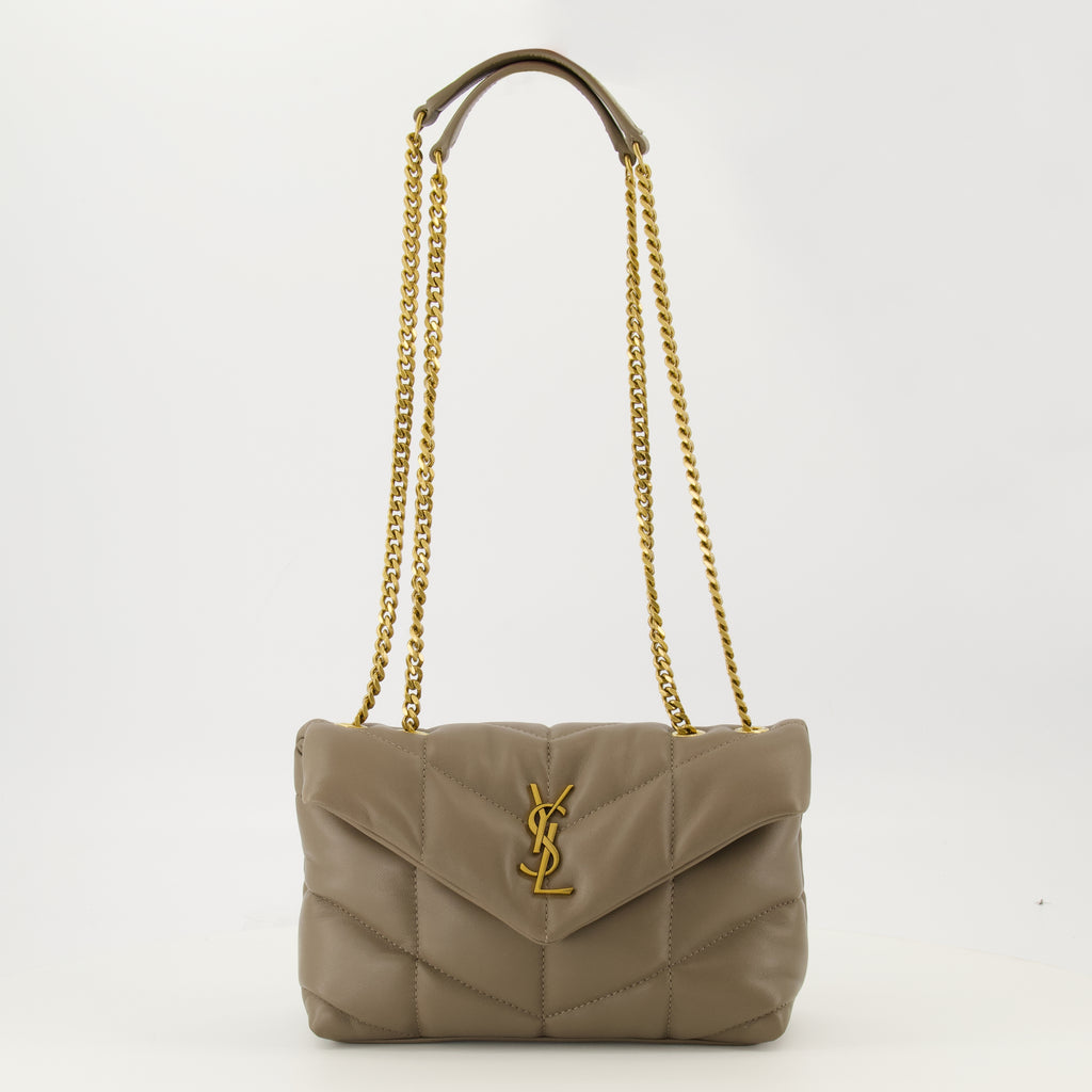 Immagine della borsa Puffer toy in pelle beige di Saint Laurent per donna - Collezione Primavera-Estate 2026 - Vista Frontale
