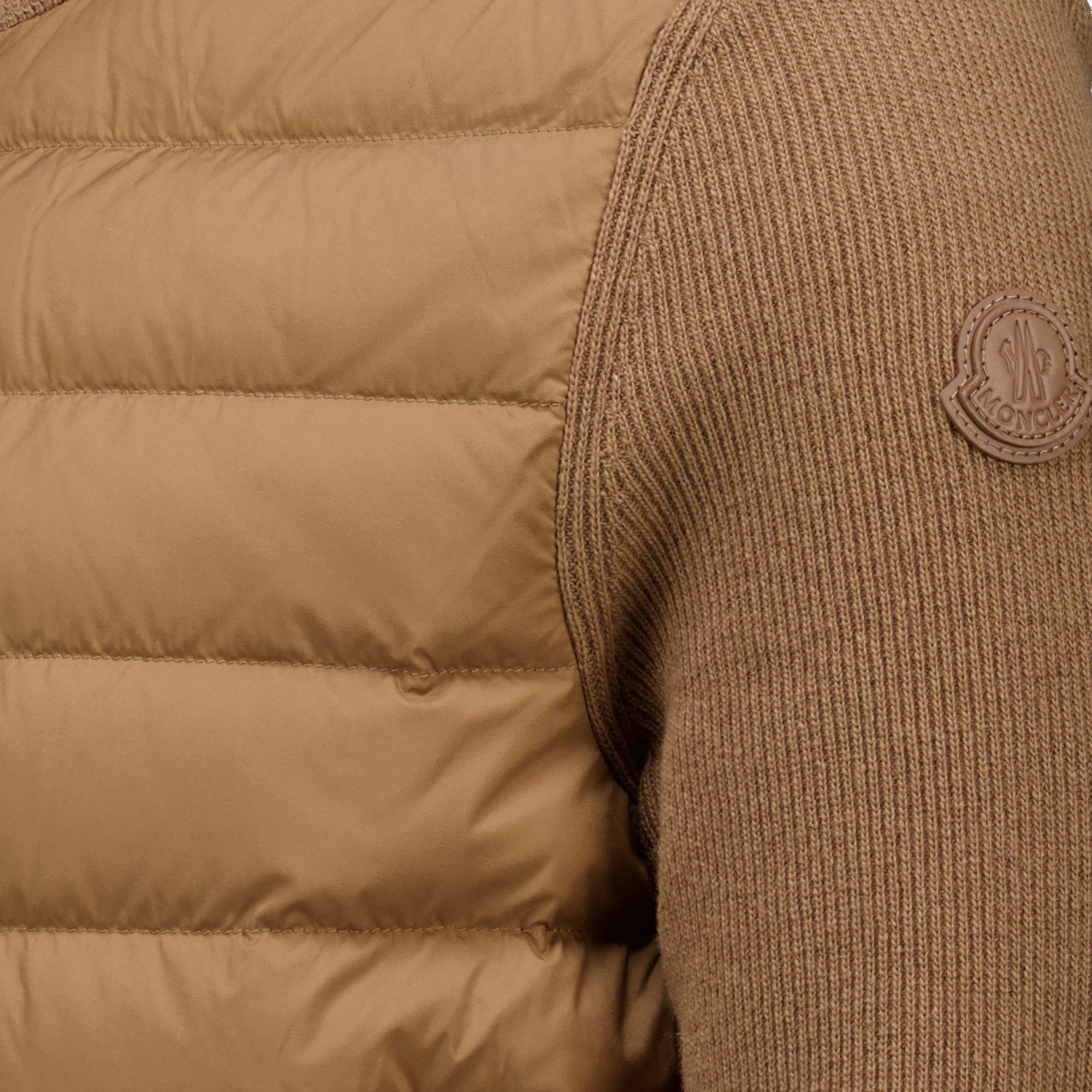 Vestes Cárdigan de Cierre Tipo Zip Acolchado en Marrón Moncler Marron Homme