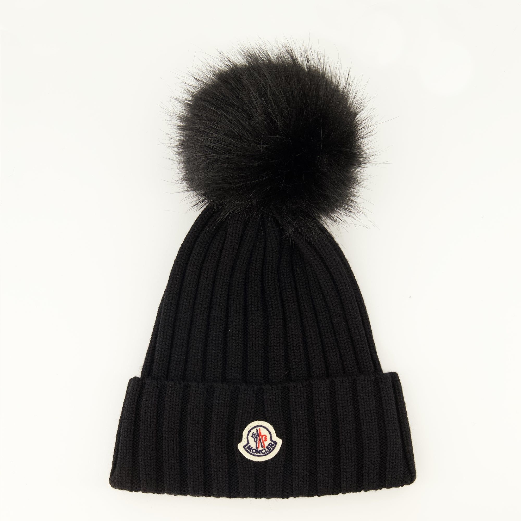 Chapeaux, casquettes et bonnets ポンポン付き黒ウールニット帽 Moncler Noir Femme