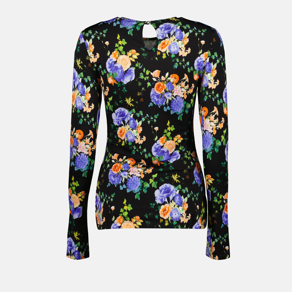 Tops Flower-Printed Top Rabanne Black Femme