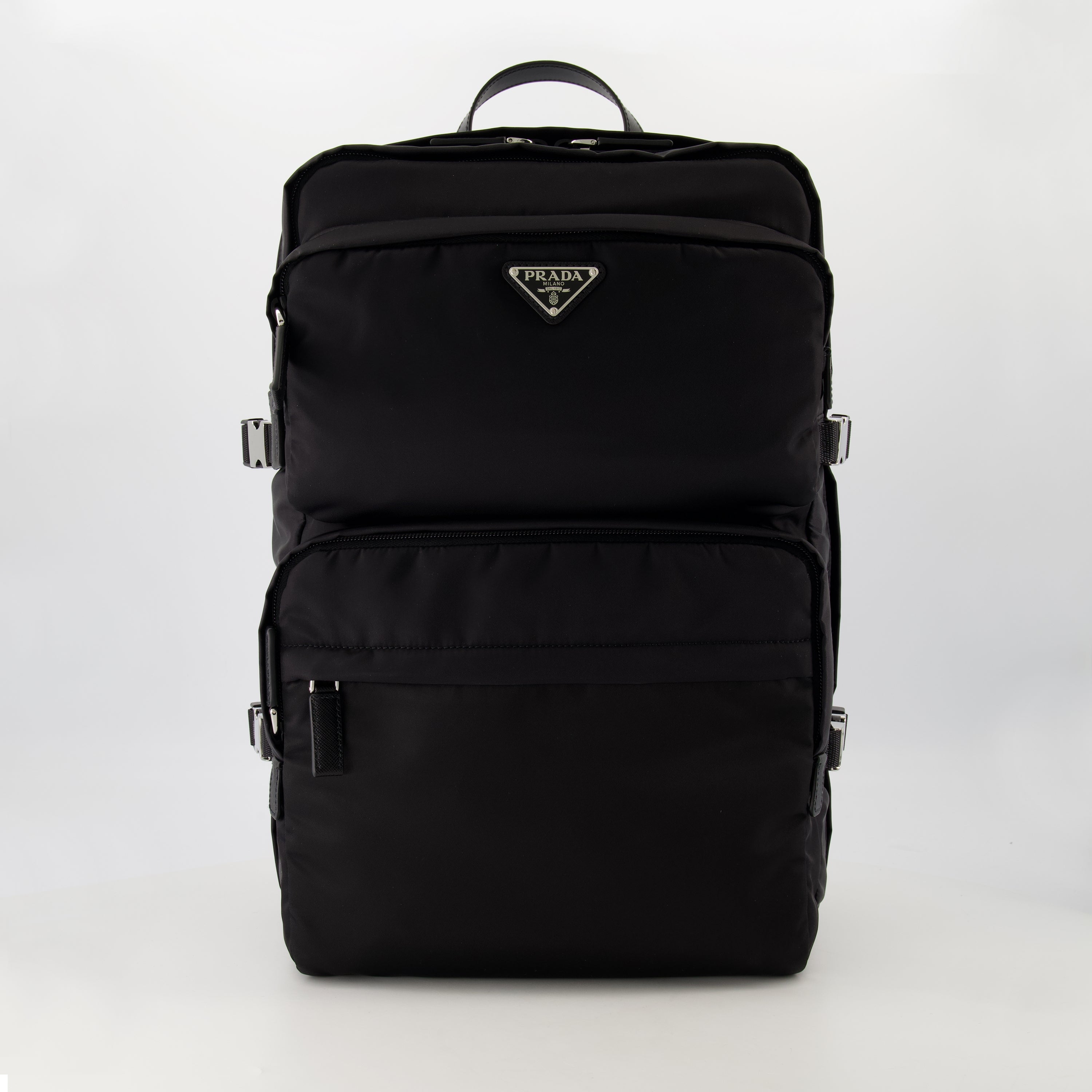 Sacs à dos Sac à dos en Re-Nylon noir Prada Noir Homme