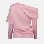 Maglieria Maglione in Lana con Collo Drappeggiato Moschino Rosa Femme