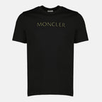 Image of Moncler Men's black printed logo T-shirt - Spring-Summer 2026 - Front View